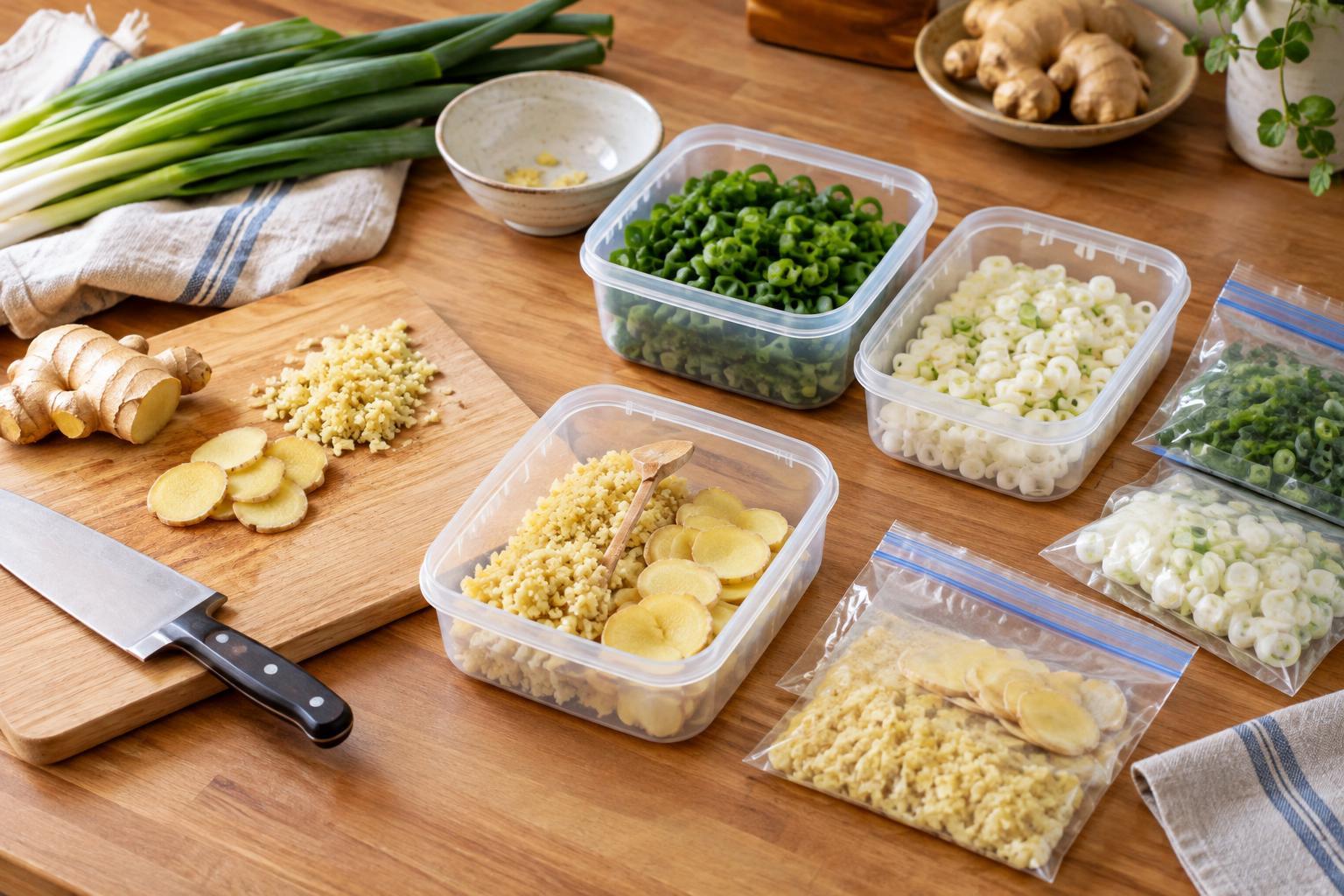 How to Freeze Ginger and Scallions in Ready-to-Cook Portions