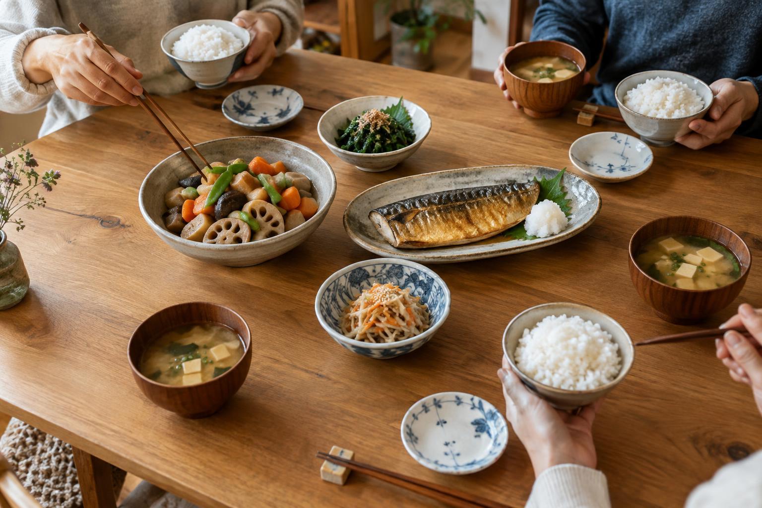 Individual Portions and Shared Plates at Japanese Family Meals