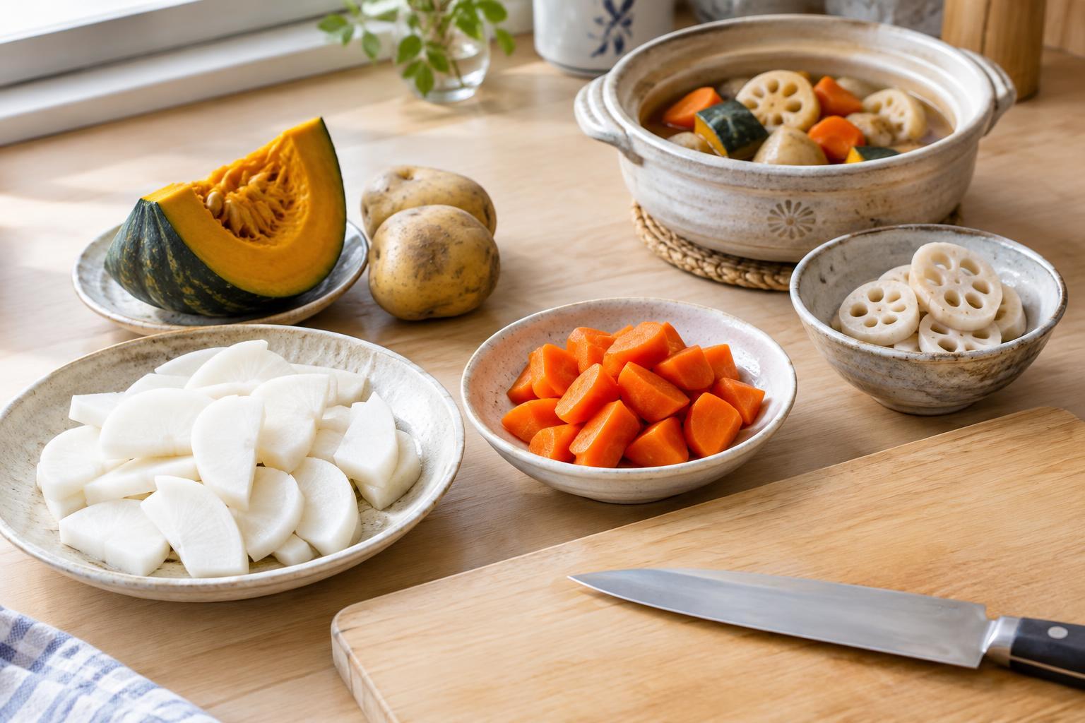 Which Vegetables Can You Cut Ahead for Japanese Simmered Dishes?